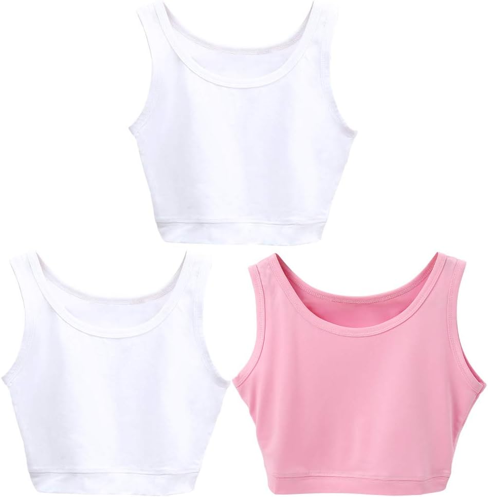 VIKIDEER 3 Pack Basic Crop Tank Tops for Women Short Yoga Dance Athletic Sport Shirts for Teen Girls