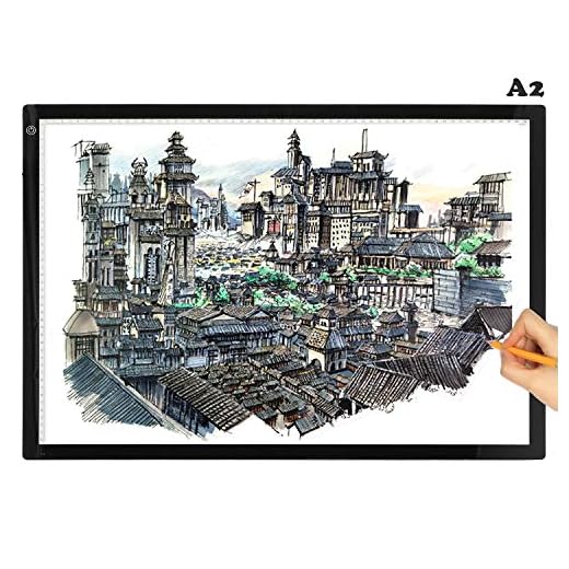 CO-Z A2 LED Drawing Light Box Board, Ultra-Thin Stepless Dimmable Brightness Tracing Tracer Artist Light Pad (A2)