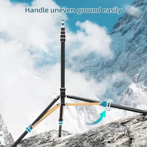 Image of Andoer 252cm /99in Adjustable Tripod Stand Video Light Stand Carbon Fiber 4-Section with Detachable Center Column 1 /4in & 3 /8in Screw for LED Video Light /Flash Light /Softbox /Reflector