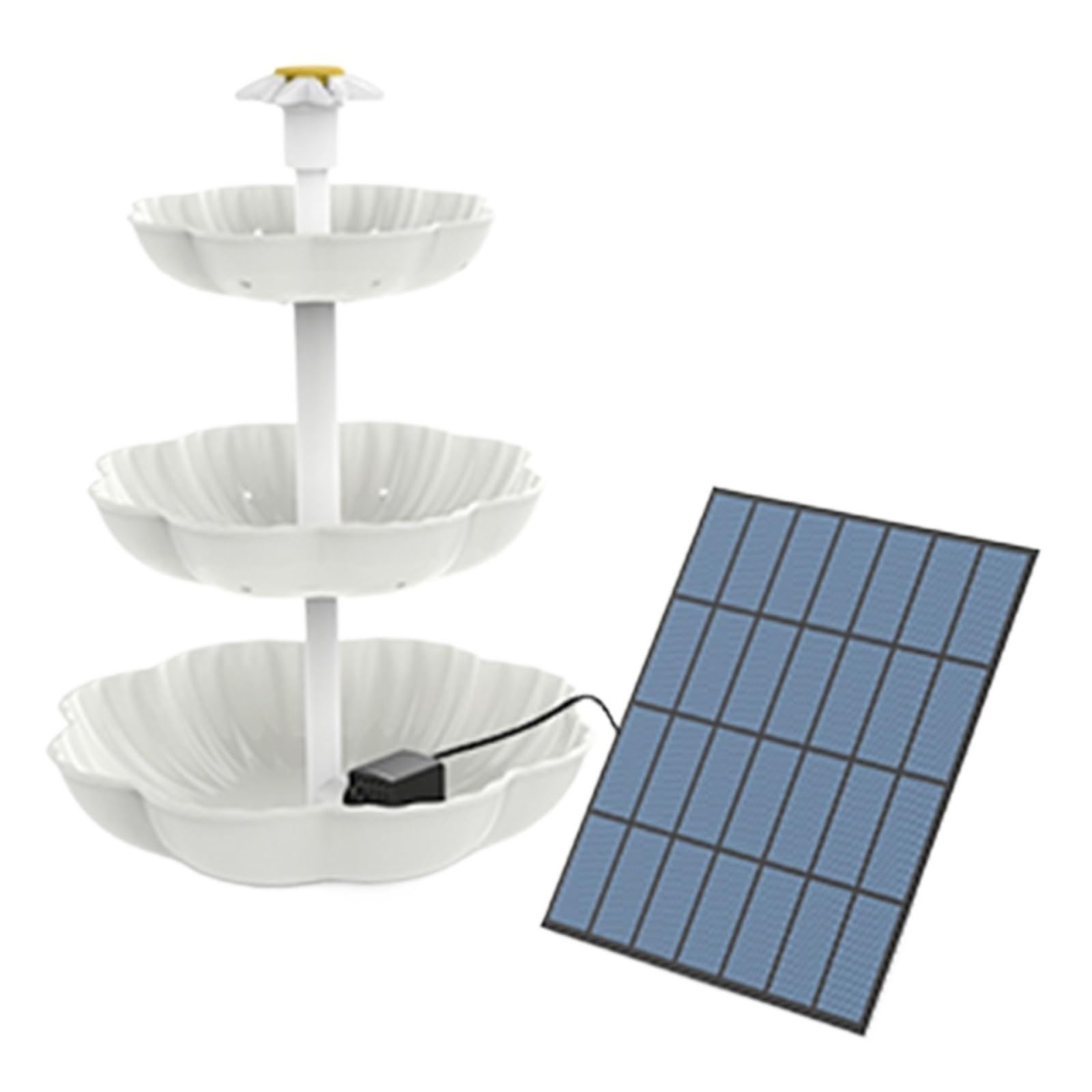 3 Tiered Bird Bath with 2.5W Solar Pump, DIY Fountain Detachable and Suitable for, Garden Decoration Efficient Use Of Energy(White)