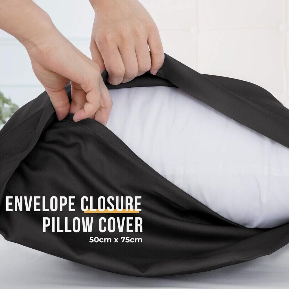 Pillowcases - 4 Pack Housewife Pillowcase Set, Black, 50cm x 75xm approx - Image 4