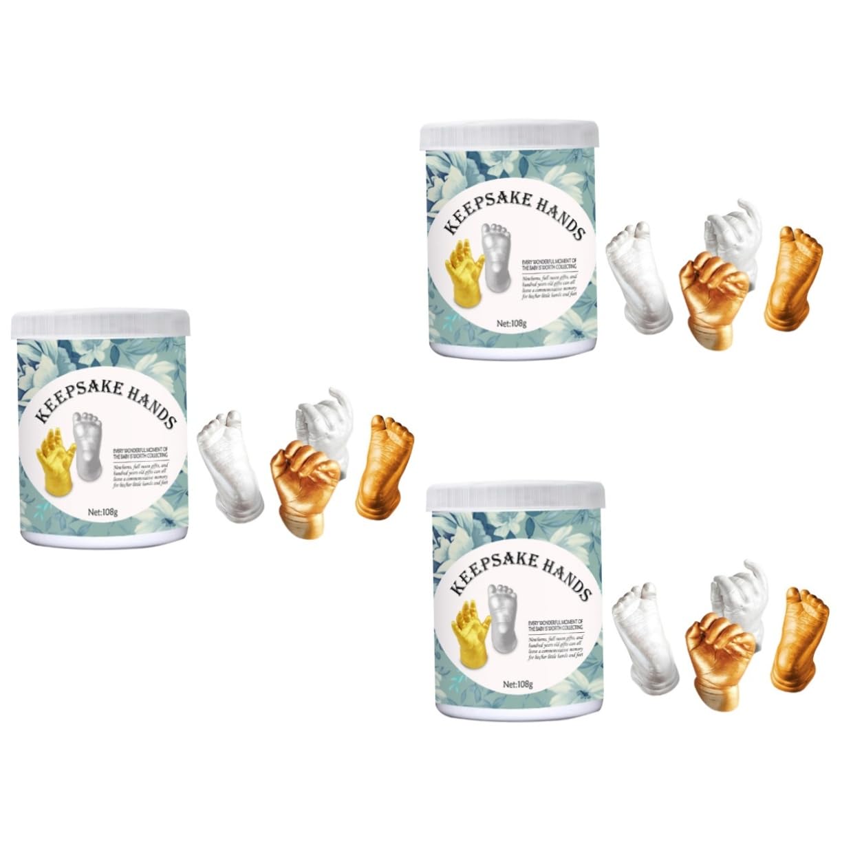Beatifufu 3 Sets Three-Dimensional Hand Modeling Powder Hand Sculpture Suit Hand Molding Kit Keepsake Hand Casting Molding Kit for Hand Casting Plaster Kit Golden Mud