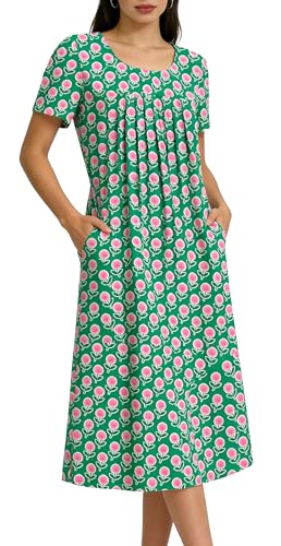 Image of LOVESHOOT Womens Summer Midi Dress 2026 Casual Short Sleeve A Line Dress with Pockets Evening Wedding Guest Work