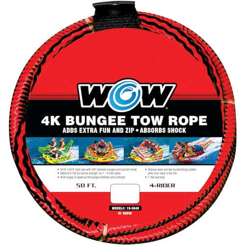 WOW Sports World of Watersports 19-5040, Bungee Tow Rope 50 Feet Long, Black, Standard