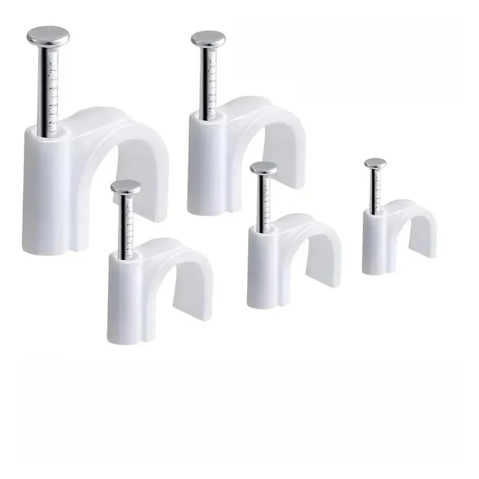Agrafes de câble coaxial liaison clou en acier blanc 100 pièces 4/6/8/10mm for la gestion des câbles(White 6mm 100pcs)
