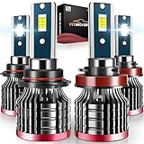 FITMOTORS H11/H9/H8 Low Beam 9005/HB3 High Beam LED Headlight Bulbs Combo, 32000 Lumens 300% Brighter LED Headlight Bulb, 6500K Super Bright LED Conversion Kit, Pack of 4