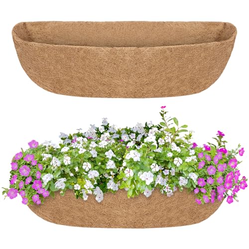 GreatBuddy 2 Pcs Coco Liners for Planters 24 Inch Sturdy Window Box Liners Perfect Planter Liners Replacement for The Old 100% Natural Easy to Straighten Out