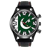 Silikon Uhren Timest - Pakistan Länder Flaggen Herrenuhr mit Silikonarmband in schwarz Rund Analog Quarz SF170CC