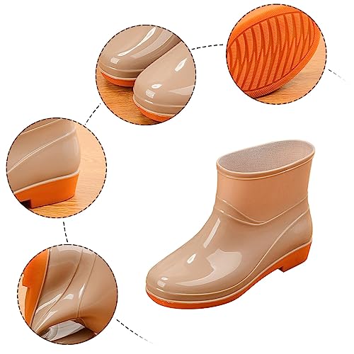 Generisch Damen Halbhoch Gummistiefel Wasserdicht Winddicht Damenstiefel Gummistiefeletten Damen Atmungsaktiv Gummistiefeletten Winterstiefel Gartenschuhe und Gummisohlen Schwarz Khaki Rot 40 41 42