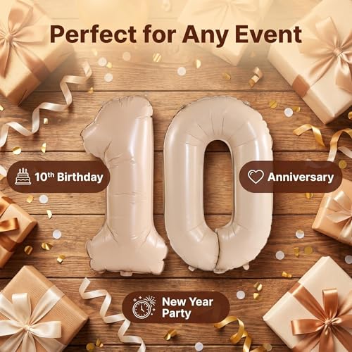 Image of YPSelected 32 Inch Large Foil Helium Number Balloon Birthday Wedding Party 0-9 (Cream, 1)