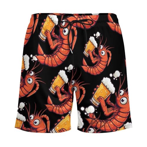 Shrimp Beer Mens Swim Trunks with Quick-Drying Lining Beach Shorts for Outdoor Sports3