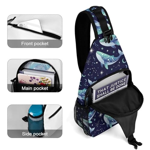 Lightweight Chest Shoulder Backpack, Chest Bag, Fashion Day Pack For Women And Men Space Whale4