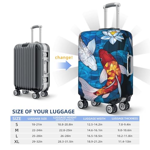 Stained Glass Two Fish Elastic Travel Luggage Covers Dustproof Scratch-Resistant Suitcase Protector Fit 22-24 Inch3