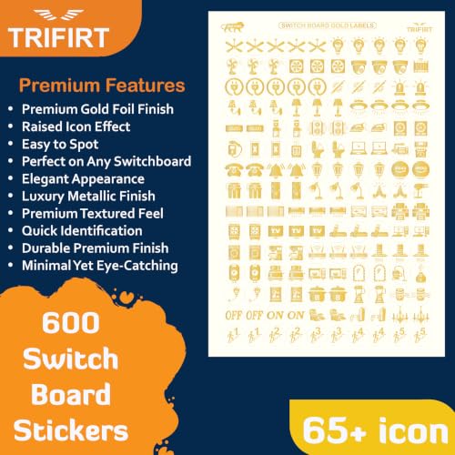 Image of Trifirt 600 Switch Board luxruy Gold 66 Icons Fridge Washing Machine Fan, Light, AC & Home Switch Buttons