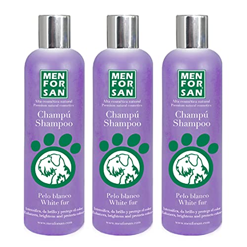 MENFORSAN White Hair Dog Shampoo 300ml Packung mit 3 Einheiten | Farbintensivierer mit neutralem pH-Wert, angepasst an den Hund