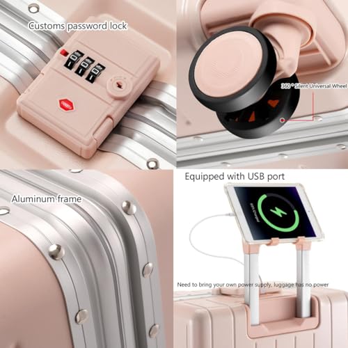 Aluminum Frame Luggage, Large Capacity Travel Suitcase, 20 Inch Carry on Luggage, Hard Shell Suitcase, Silent Universal Wheels,Silver,28in2