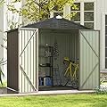 Patiowell 8x6 FT Outdoor Storage Shed, Metal Tool shed & Outdoor Storage with Lockable Doors & Air Vents, for Backyard Garden Patio, Brown