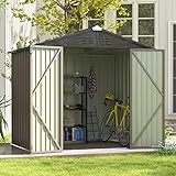 Patiowell 8x6 FT Outdoor Storage Shed, Metal Tool shed & Outdoor Storage with Lockable Doors & Air Vents, for Backyard Garden Patio, Brown