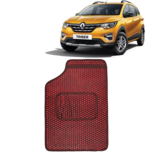 Image of Kingsway Dotted Design Car Floor Foot Mats Universal Fit for Renault Triber, Model Year : 2019 Onwards, Water and Dustproof, Color Red, Set of 5 Pieces
