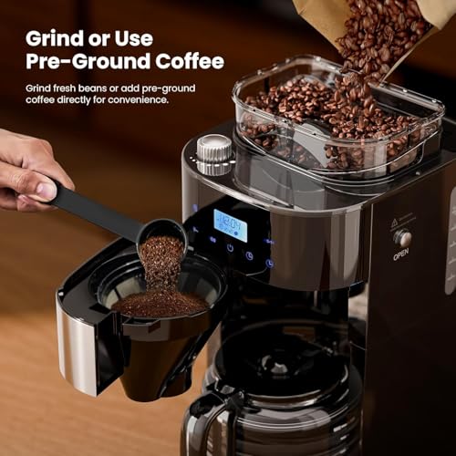 Kismile 10-Cup Drip Coffee Maker with Grinder