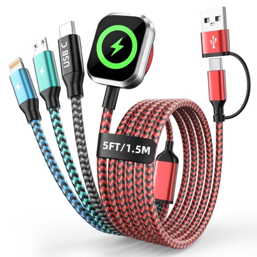 Image of Travel Essentials 4in2 Multi Charging Cable for iPhone Watch Charger, 5FT