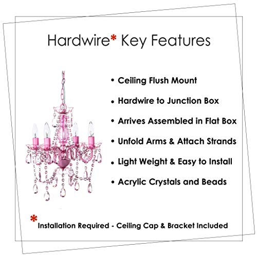 Image of The Original Gypsy 4-Light Flush Mount Crystal Chandelier, Pink