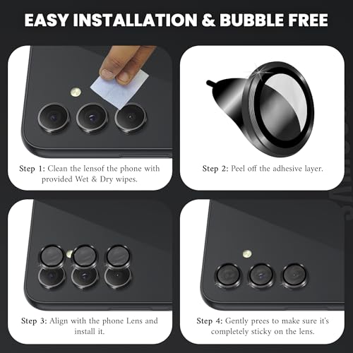 Image of FIRST MART Camera Lens Protector for Samsung Galaxy A54 (6.4 Inches) Tough HD Individual Aluminum Alloy Lens Rings Cover, Scratch Resistant, Thin Lens Protection| Black, 1 Pack