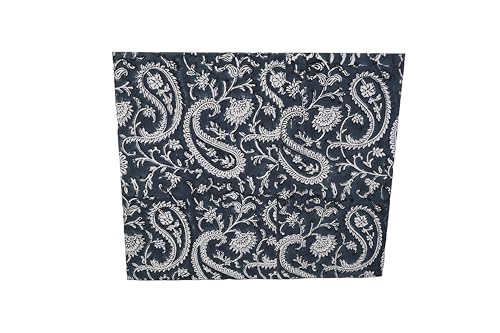 Image of Generic 3.3 Gallon Cotton Hand Block Printed Paper Waste Basket |Small Decorative Trash Can for Housewarming Gifts in Living Room, Bedroom, Bathroom | Eco-Friendly, Plastic-Free (1, DARK BLUE MUKAT)