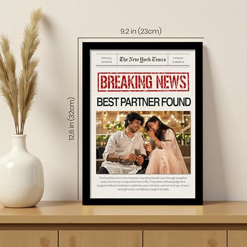 Image of Customized Photo Frame Wall Decor Breaking News Gift For Wife Mother Sister Girlfriend and Friend, Personalized Women's Day and Mothers Day Photo Frame Gift For Home Living room Bedroom 23x32 cm