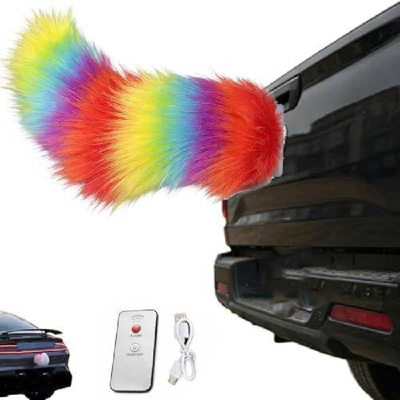 Wagging Tail For Car | Remote Control Electric Furry Car Tail | Moving Fox Tails For Cars Trunk | Cute Plush Exterior Accessories | Handmade Rechargeable Auto Swing Charm Decor