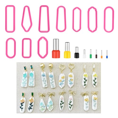 Polymer Clay Cutters 10 PCS Clay Earrings Cutter Kit Sculpting Dangle Shape Clay-Cutter Tools with 8 PCS Circle Shape Cutters for DIY Polymer-Clay Jewelry Making