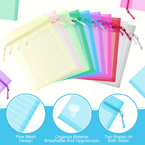 Image of Woanger 500 Pcs Organza Bags Bulk 3 x 4 Inch Small Drawstring Favor Mesh Pouches for Jewelry Bracelets Christmas Candy Wedding Party Favor Gift (random Mixed 10 Colors)