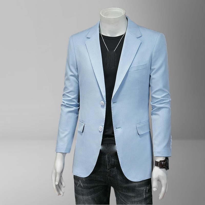 Blazer homme coupe ajustée style coréen chic veste décontractée couleur unie - 2