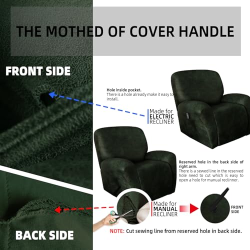 Image of ANARACHON Recliner Chair Covers Leather Like, 4 Pieces Recliner Cover for Recliner Chair, Soft Sofa Slipcover Furniture Protector Washable Sofa Cover for Pets Kids(Dark Army Green)