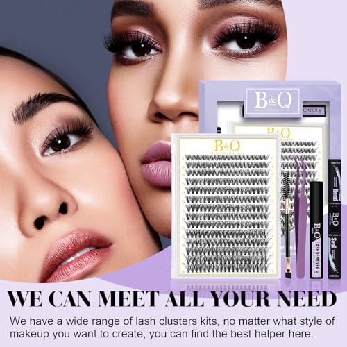 B&Q DIY Eyelash Extension Kit 280 PCS Cluster Lashes Kit C 9-16MIX Diy Lash Extensions Kit with Lash Bond and Seal Lash Remover Lash Applicators for Lash Clusters Lash Kit (Kit-30D-C Curl 9-16mm) - Image 3