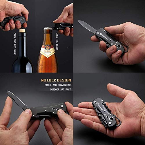 Image of Multi Functional Portable Pocket Utility 15 in 1 All in One Tools Wire Cutter Pliers Bottle Opener Screwdriver Set for Indoor Outdoor-Jet Balck, Stainless Steel;Aluminium