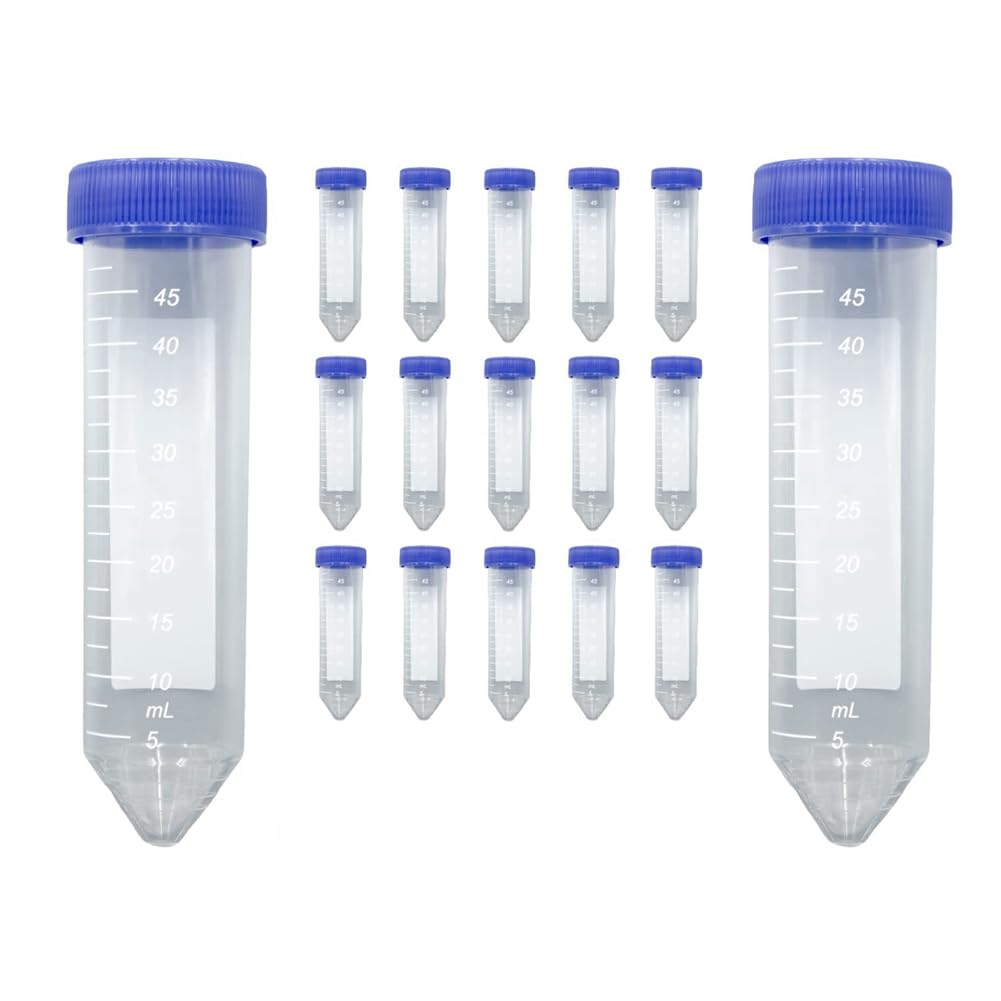 Wisyurt Transparent & Blue Scientific Conical Centrifuge Tubes 50Ml, [50 Pack] Plastic Test Tube With Caps, 50Ml Sterile Test Tubes With Lids Reusable