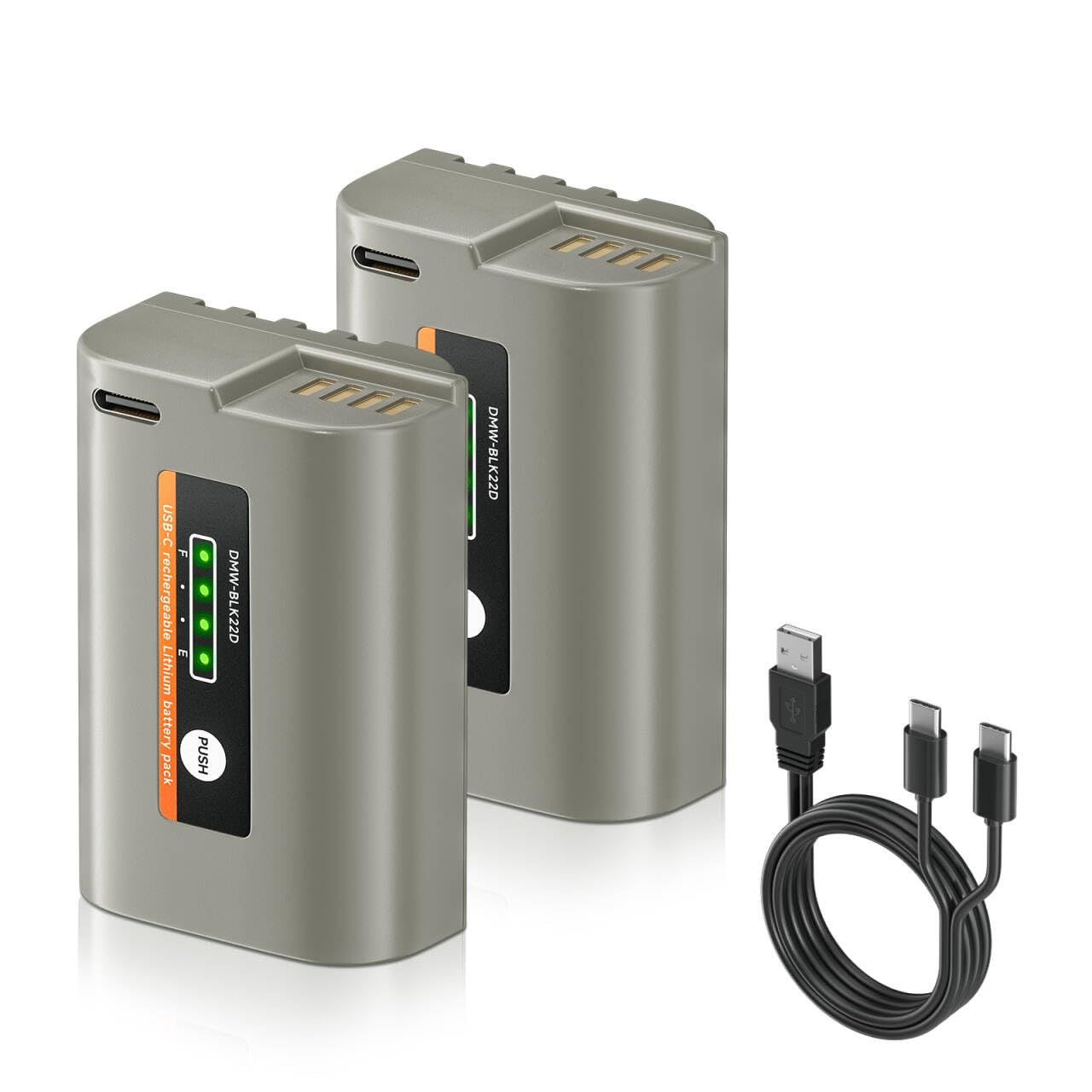 CITYORK DMW-BLK22D Lot de 2 batteries de rechange USB-C 2500 mAh pour Panasonic Lumix DC-S5 DC-G9 DC-GH5 DC-GH5 II DC-GH5S DC-GH6