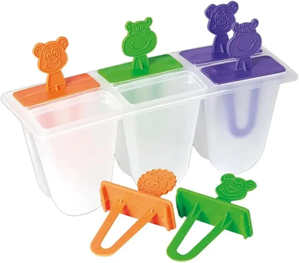 Forma de Picolé Infantil com 6 Cavidades, Moldes Decorativos de Animais, 19,5 x 10,5 x 6,5 cm