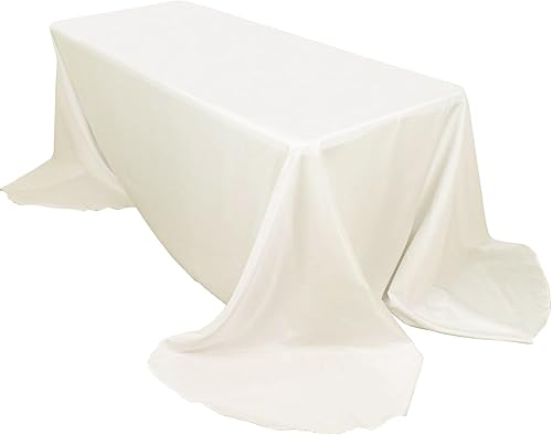Miniatura 1 de Efavormart 90x156 marfil al por mayor rectángulo poliéster esquina redonda lino boda fiesta restaurante mantel