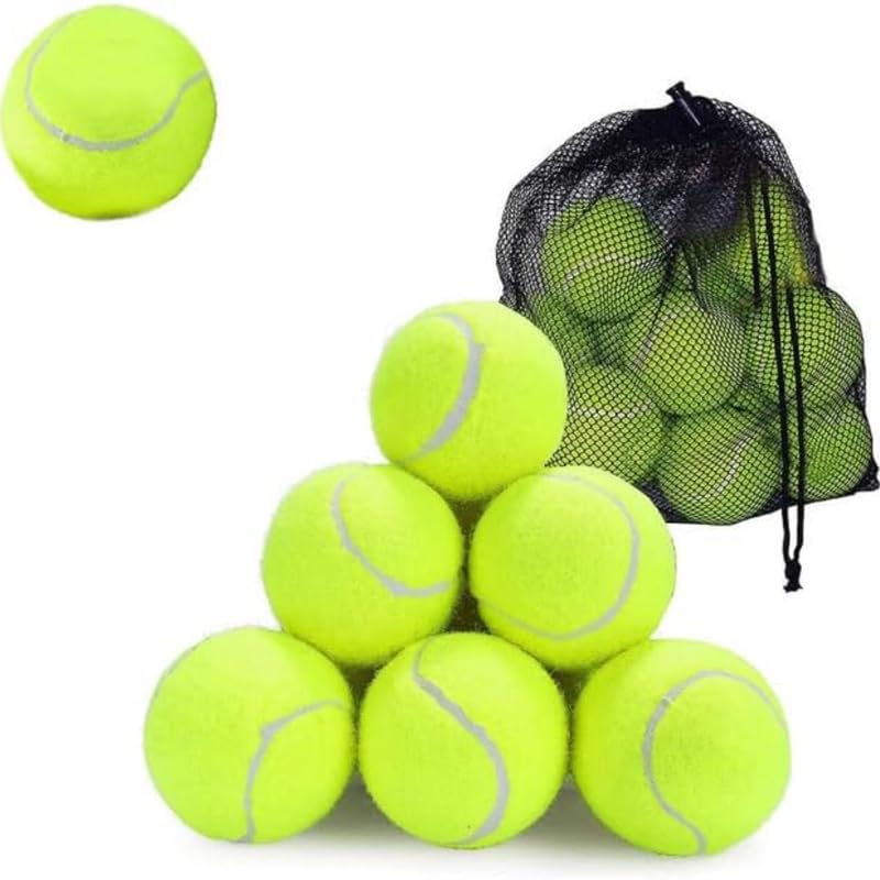 RIXI Tennis Balls Pack with Mesh Carry Bag for All Courts Pressureless Durable Practice Tennis Balls for Kids and Dogs Soft Lightweight Tennis Ball - Green (Pack of 6)