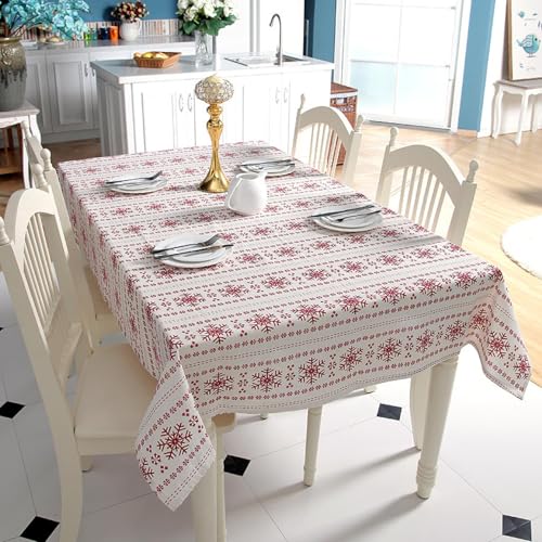 Nappe coton lin rouge imprimée de qualité pour la maison