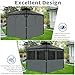 aonear Gazebo Privacy Curtains 10' x 10' with Mosquito Windows, 4-Panels Side Wall with Zipper Universal Replacement for Patio, Outdoor Canopy, Garden and Backyard, Gray (Curtain Only)