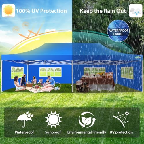 Image of COBIZI 13x26 Pop Up Canopy Tent with 8 Sidewalls,Heavy Duty Canopy,Blue