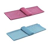 Puoaiu Workout Towel hot Yoga Towel Cooling Towels for Neck and face 2 Packs (Light Blue+Rose Red)
