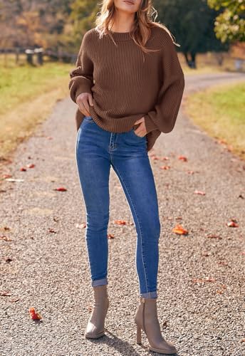 Image of PRETTYGARDEN Womens Sweaters Spring 2026 Oversized Chunky Knitted Pullover Sweater Casual Long Sleeve Crewneck Cute Sweaters