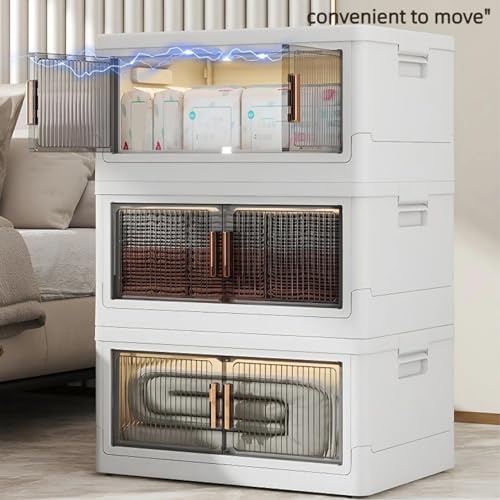 Grand cube de rangement pliable boîte plastique empilable avec portes - 3
