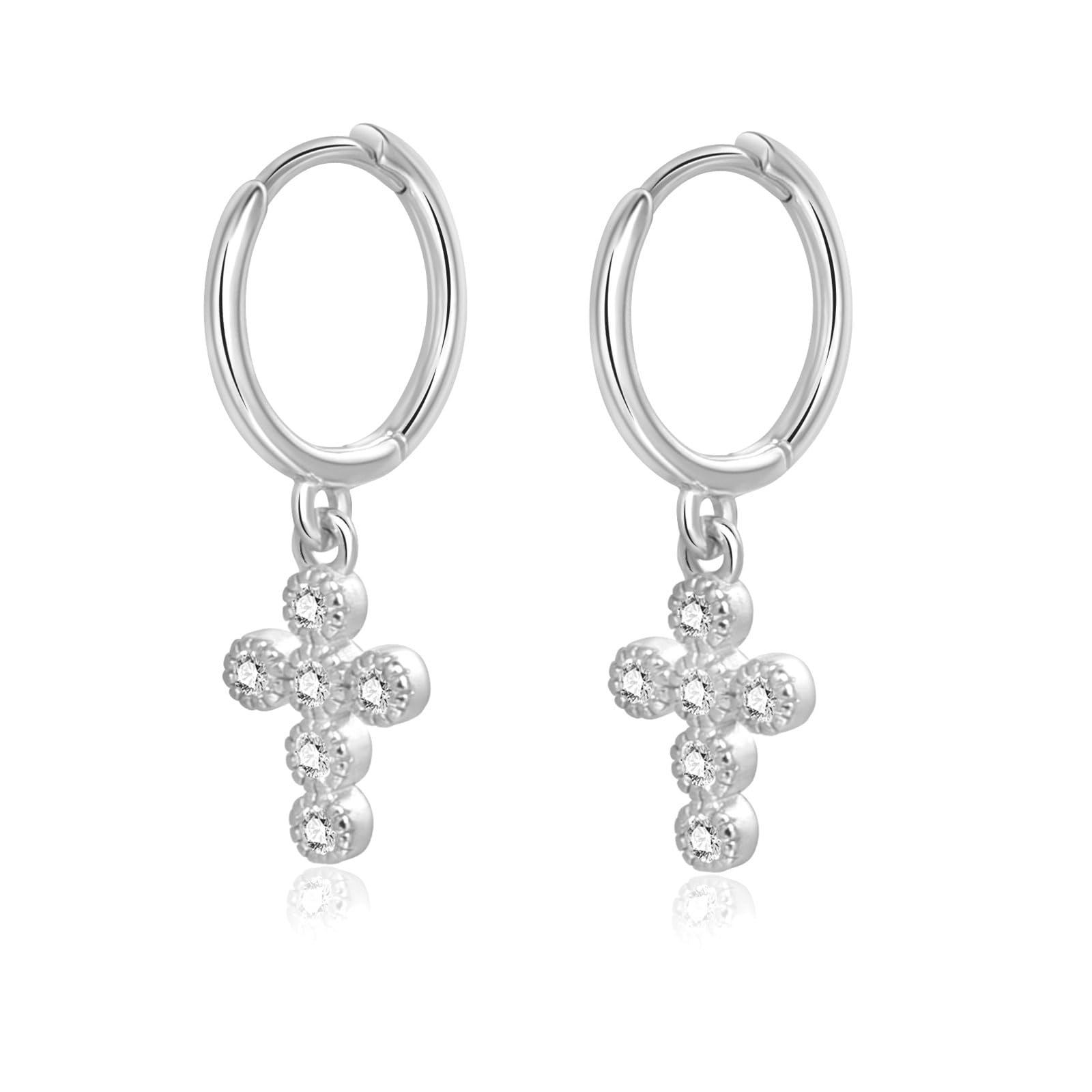 SILBERTALE Orecchini A Cerchio In Argento 925 Con Occhio Del Malocchio E Zirconi, Ciondolo Elegante Regalo Donna