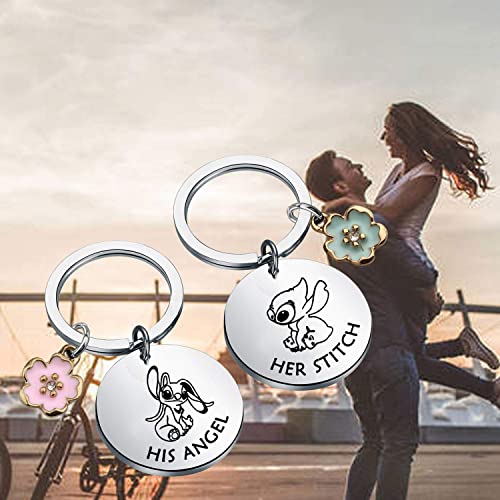 Cyting His And Her Cartoon Puzzle Piece Keychain Hawaiian Jewelry Long Distance Gift For Couple Cartoon Birthday Gift #TOP6