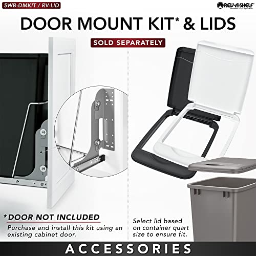 Rev-A-Shelf Pullout Trash Can for Under Kitchen Cabinets 35 Qt 12 Gallon Garbage Waste Recycling Bin with Full Extension Slides, Silver, RV-12KD-17C S
